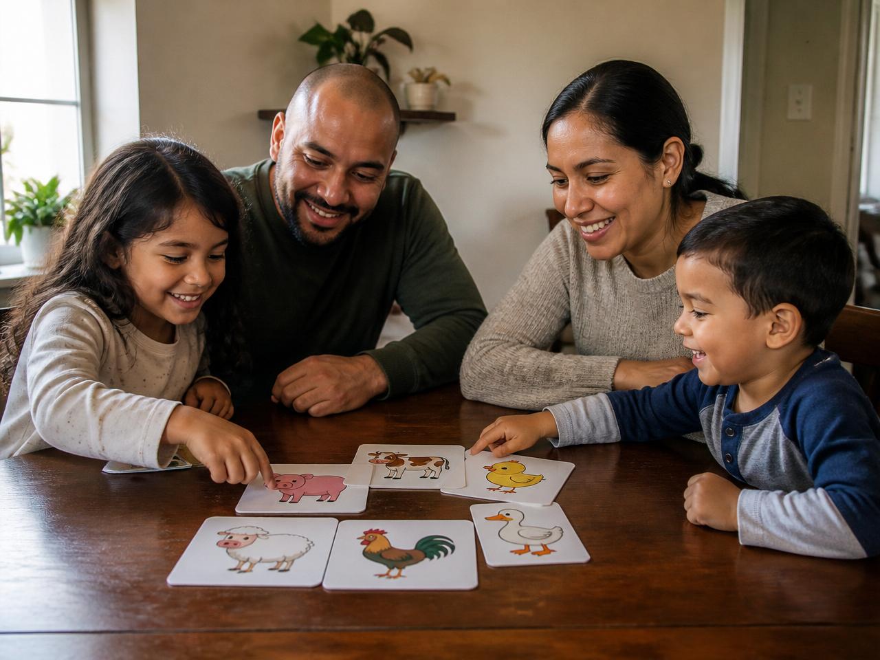 Familia jugando con el kit